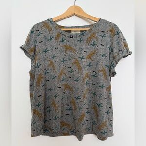 Anthropologie Gray Leopard Print Women's Top